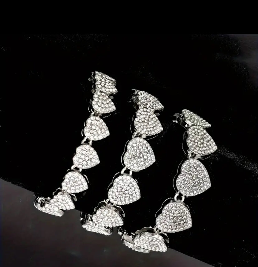 Silver Pave Heart Me Bracelet