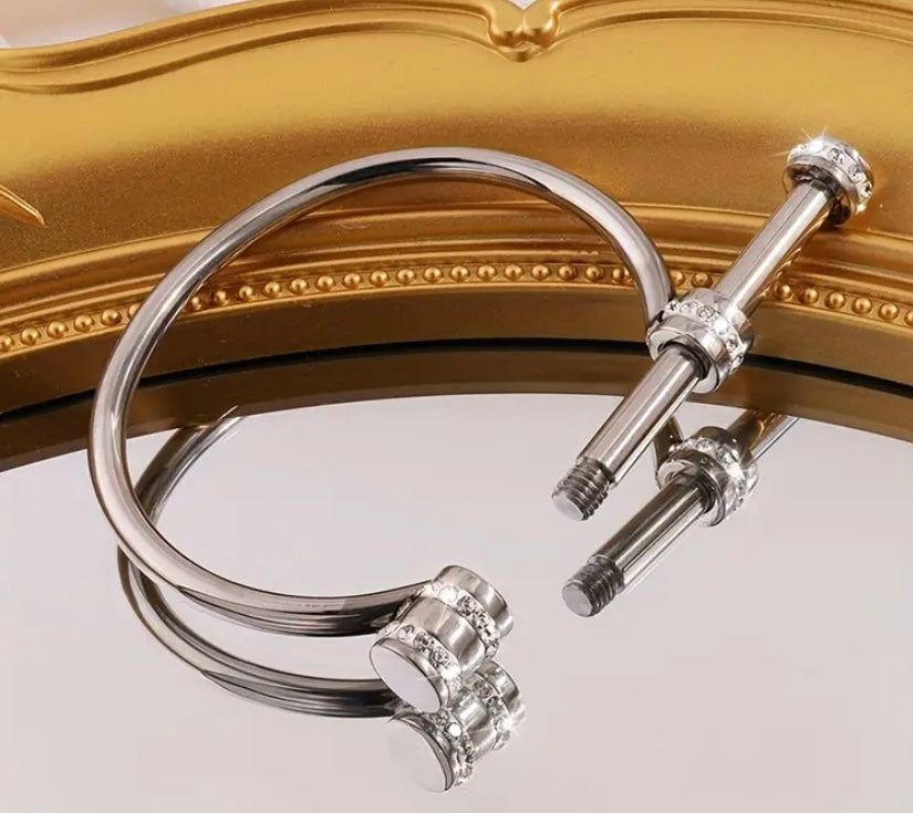 Locked In Crystal Horseshoe Bangle