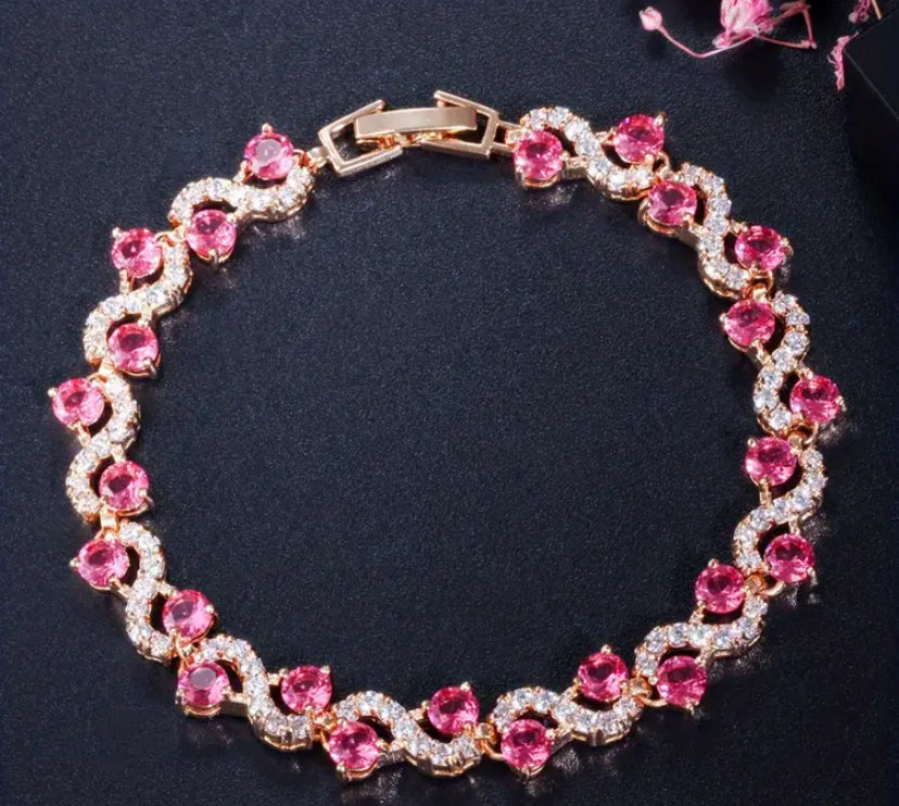Pink Swirl Zircon Bracelet