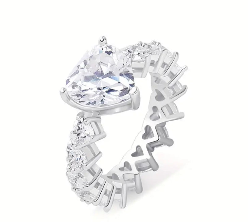 Crystal Ice Heart Ring