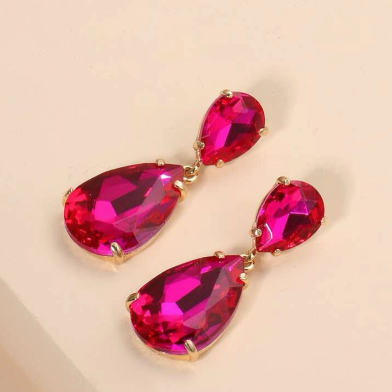 Fuchsia crystal drop earrings