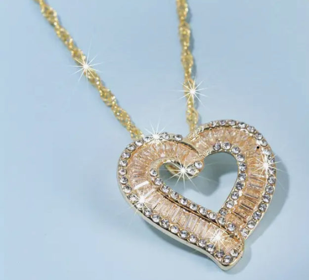 Baguette Crystal Heart Necklace