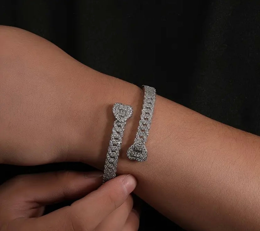 Open Heart Crystal Bangle