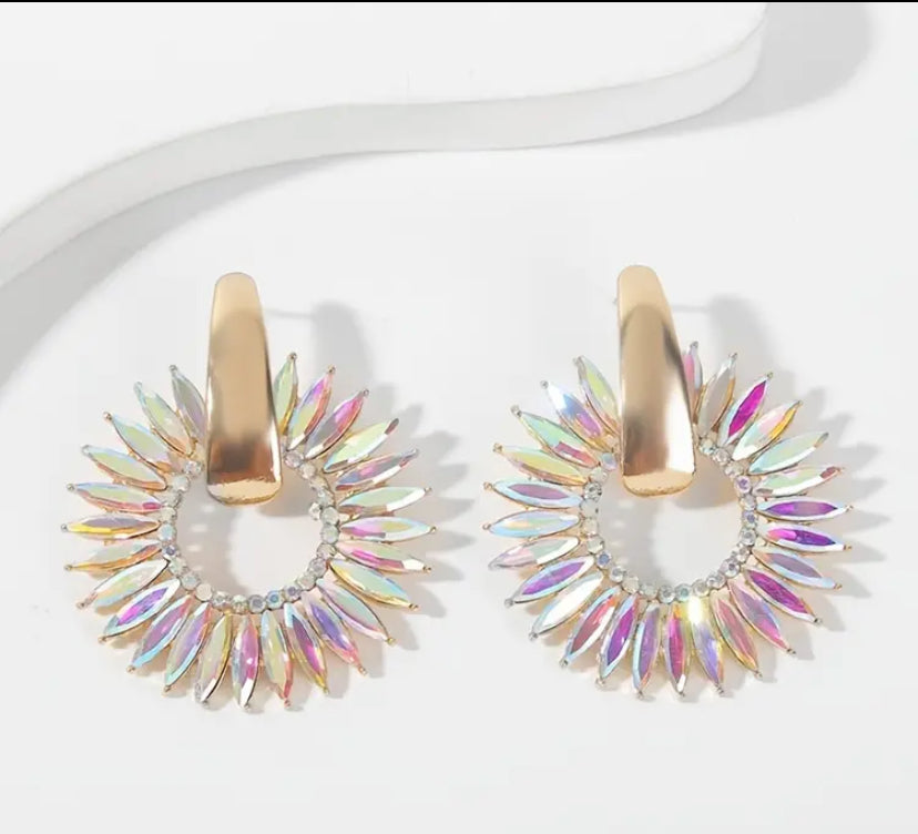 Iridescent Starburst Crystal Earrings