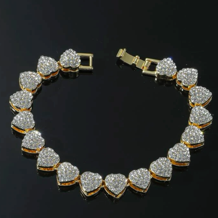 Gold Pave Heart Me Bracelet