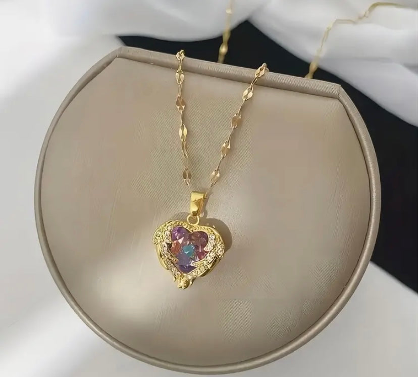 Radiant Aura Heart Necklace