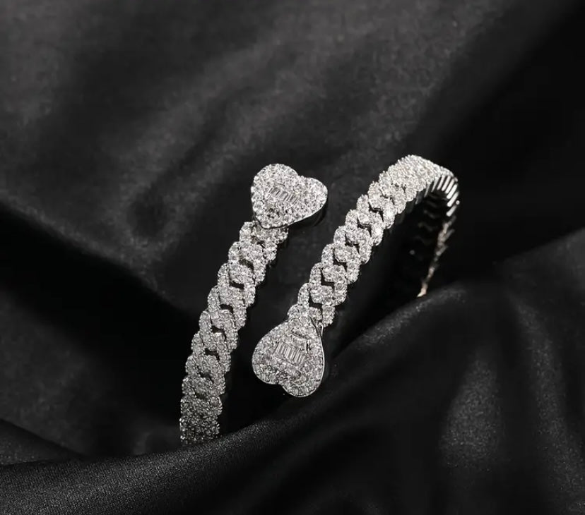 Open Heart Crystal Bangle