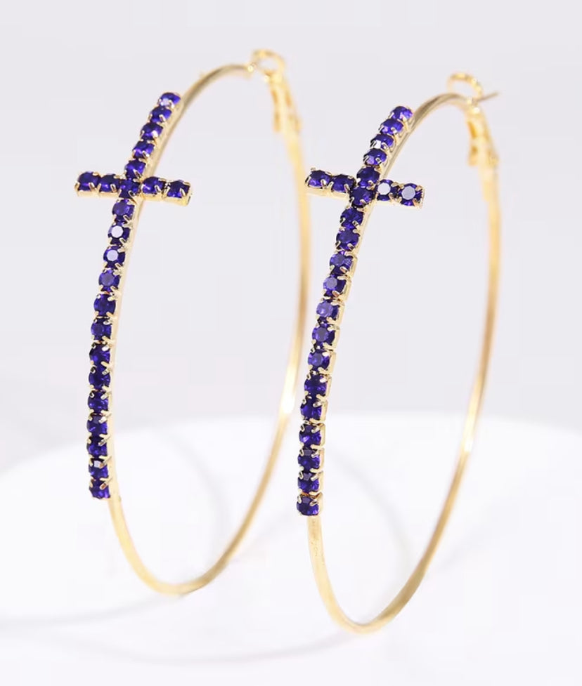 Love Crossed Crystal Hoops