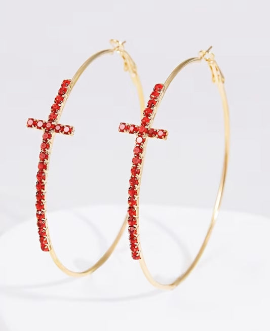 Love Crossed Crystal Hoops