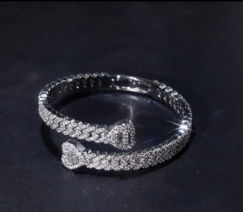 Open Heart Crystal Bangle