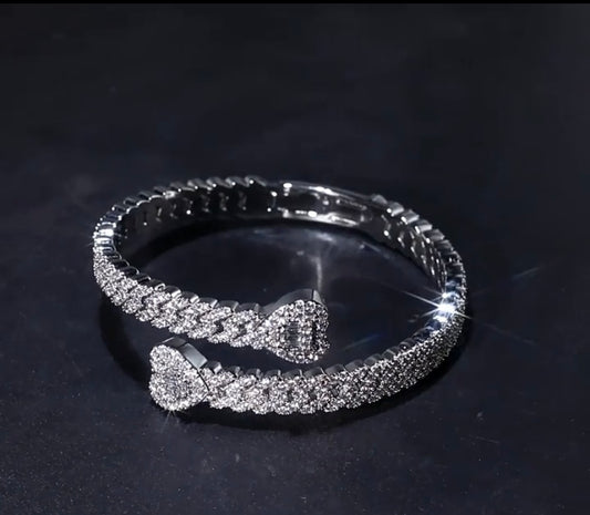 Open Heart Crystal Bangle